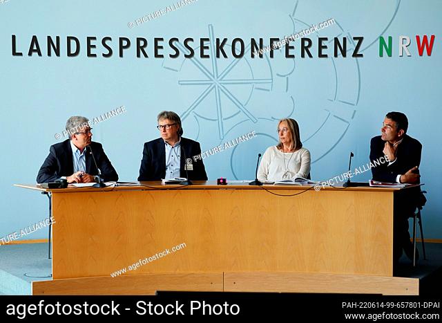 14 June 2022, North Rhine-Westphalia, Duesseldorf: From left, Mohamed Boudih, Chairman of the Food and Catering Union of North Rhine-Westphalia