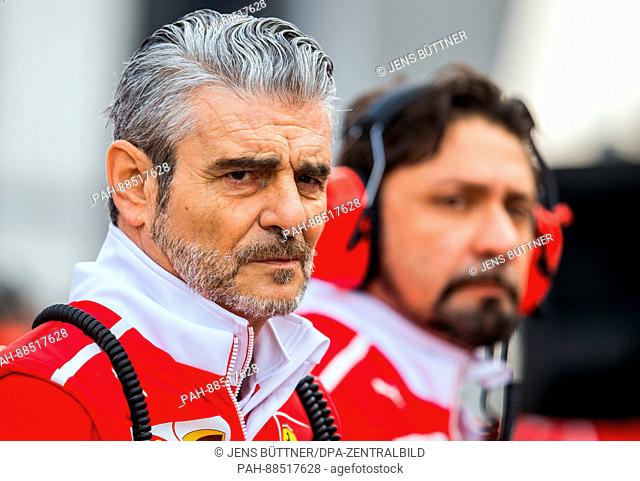 The head of the Ferrari team Maurizio Arrivabene follows the Formula One pre-season testing at the Circuit de Catalunya race track in Bracelona, Germany