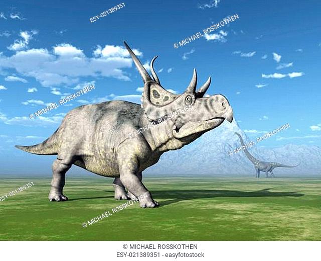 Dinosaurier Diabloceratops und Mamenchisaurus