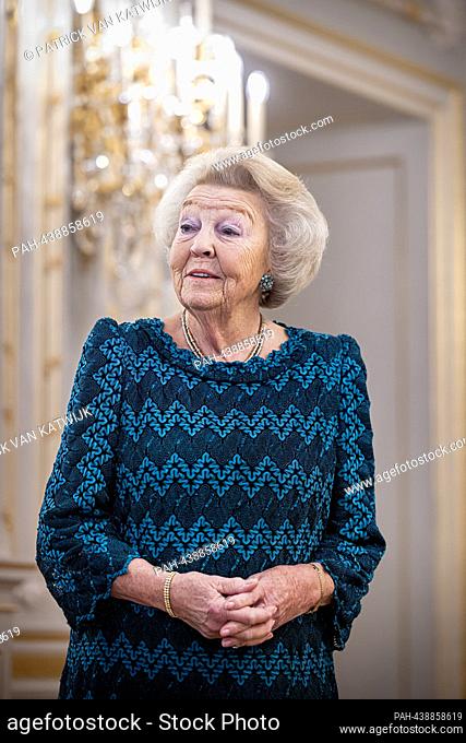 THE HAGUE - Princess Beatrix of The Netherlands receives the first Kingdom Calendar (Koninkrijkskalender) created by students from The Hague University of...
