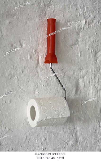 Toilet paper on a paint roller