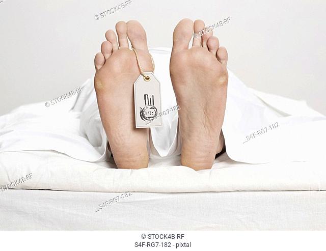 Dead person with name tag on toe