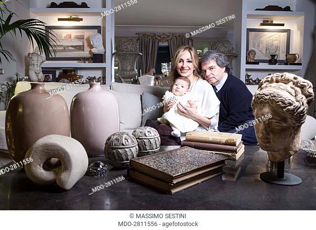 The politician Renato Brunetta and his wife Titti Giovannoni with their niece Vittoria Maccaroni. Rome, Italy. 2nd January 2014