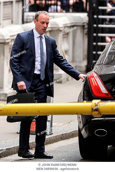 Newly appointed Brexit Minister Dominic Raab leaves his Downing Street Featuring: Dominic Raab MP, Dominic Raab Secretary of State for Brexit Where: London
