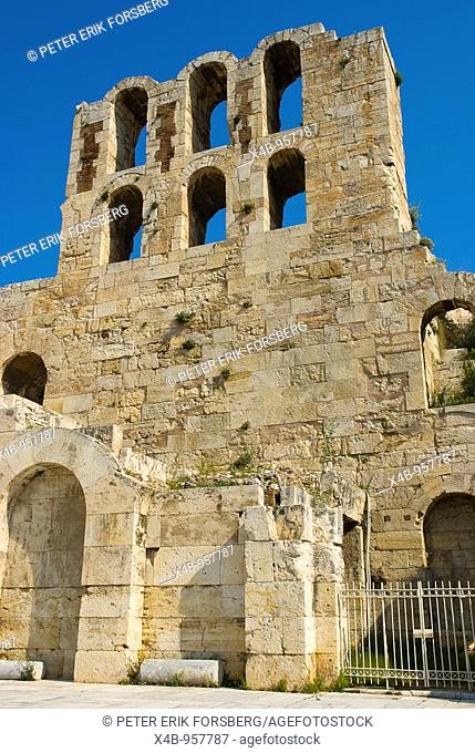 Odeion of Herodes Atticus at South Slope of Acropolis in Athens Greece Europe