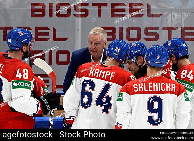 Coach of Czech team Kari Jalonen during the Ice Hockey World Championship Group B match USA vs Czech Republic in Tampere, Finland, May 23, 2022