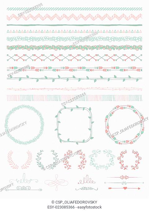 Hand-Drawn Seamless Borders and Design Elements