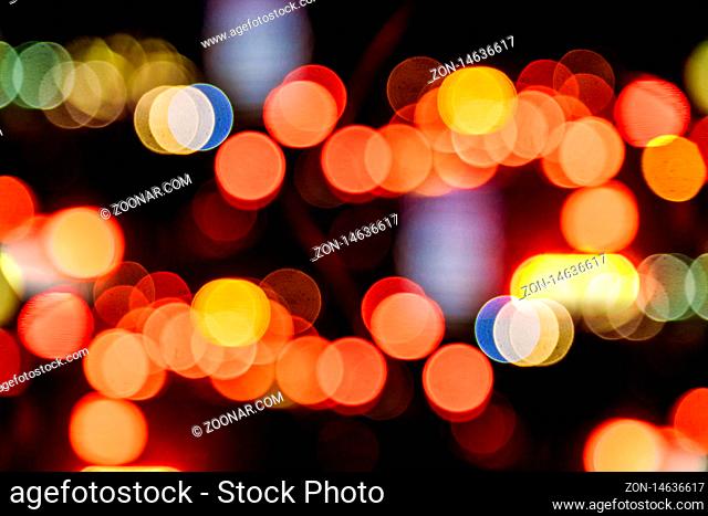 Abstract circular bokeh of Christmas light blurred background