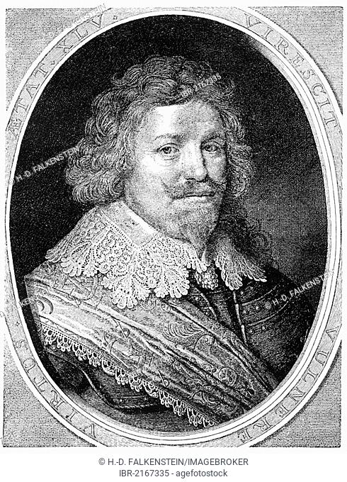 Historical illustration from the 19th Century, portrait of Gaspard II de Coligny, Comte de Coligny, a peer of France, 1519 - 1572, a French nobleman