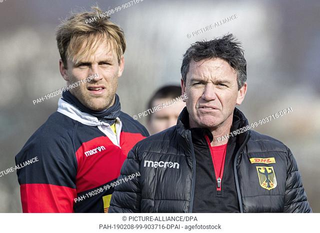 04 February 2019, Baden-Wuerttemberg, Heidelberg: Training of the German Rugby National Team. Headcoach Mike Ford (Germany), portrait