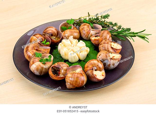 Escargot with rosemary, thyme, garlik and melissa