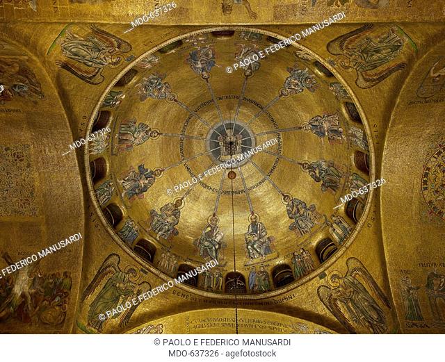 St Marks Basilica, Venice, by Unknown Artist, 10th Century, . Italy, Veneto, Venice, San Marco Basilica. Overall view. West Dome