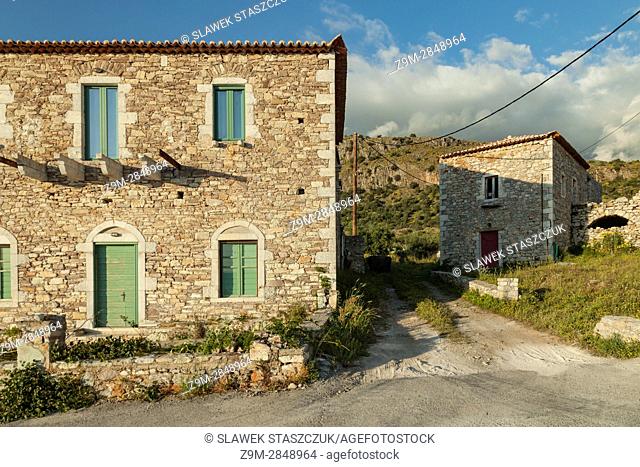 Traditional houses in Trachila, Messenia, Greece. Peloponnese peninsula