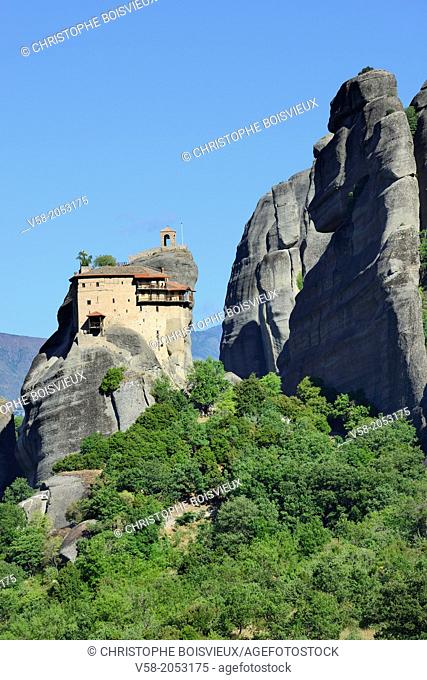 Greece, Thessaly, Meteora, World Heritage Site, Agios Nikolaos Anapafsas (St Nicholas Anapausas) monastery