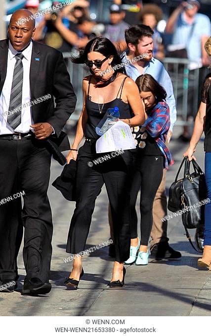 Celebrities arrive at the ABC studios for late-night talk show Jimmy Kimmel Live! Featuring: Courteney Cox Where: Los Angeles, California