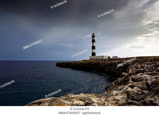 Lighthouse at cap d'Artrutx, municipality of Ciutadella, Menorca, Balearic Island, South Spain, Europe