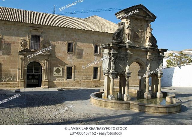 Seminario de San Felipe Neri and fountain at Santa María's square. Baeza. Jaén province. Andalusia. Spain