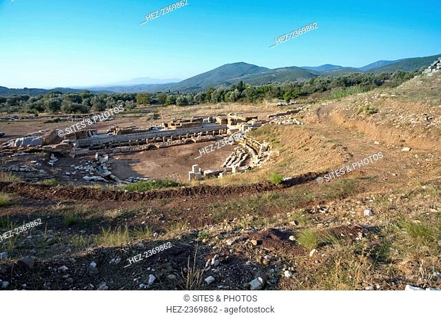 The theatre at Messene, Greece. Ancient Messene lies on the slopes of Mt Ithomi, 30km/19 miles northwest of Kalamata. It was founded by Epaminondas in 369 BC...