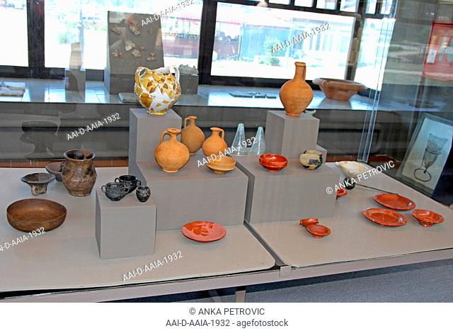 Collection of clay jugs, pots, plates, bowls drinking cups and other dishes, National Archaeological Museum Djerdap, Kladovo, Serbia