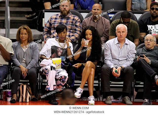 Celebrities at the Clippers game. The Oklahoma City Thunder defeated the Los Angeles Clippers by the final score of 107-101 at Staples Center in downtown Los...