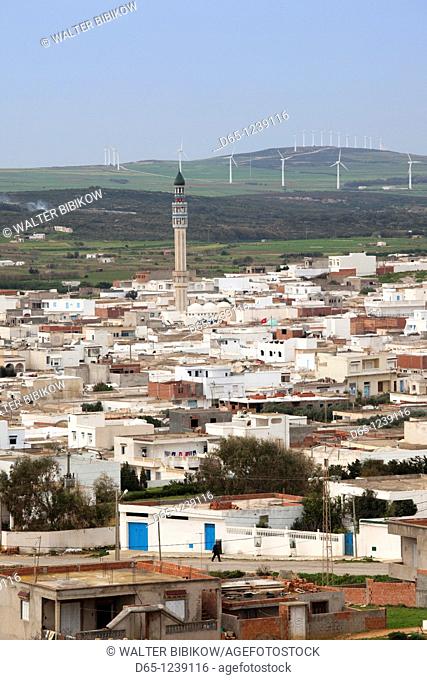 Tunisia, Cap Bon, El-Haouaria, town view from Jebel Abiod