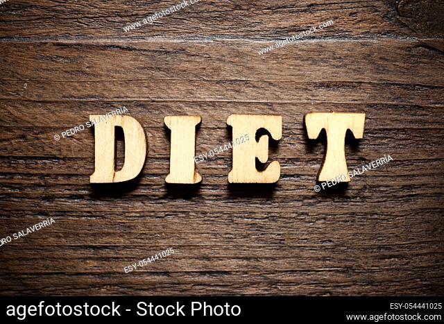 Diet word on a wood table