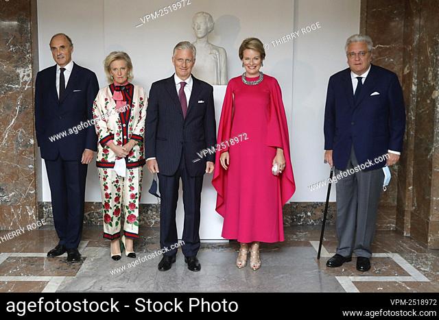 L-R, Princess Astrid and Prince Lorenz of Belgium, Princess Astrid of Belgium, King Philippe - Filip of Belgium, Queen Mathilde of Belgium and Prince Laurent of...