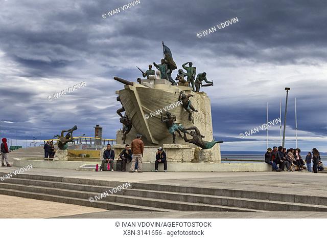 Monument to schooner Goleta Ancud, Punta Arenas, Magallanes region, Patagonia, Chile