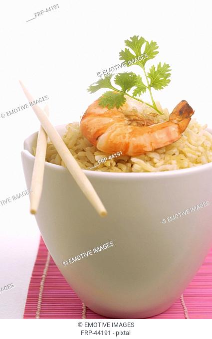 Rice with shrimps and parsley