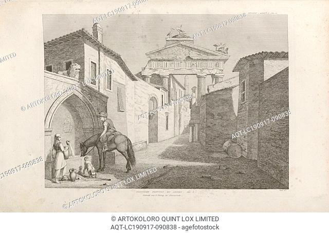 Doric Porticus to Athens. Pl. I, Portico and street in Athens, signed: HWE sc, Printed by H. Felsing, Pl. I, Lief. I, Eberhard, Heinrich Wilhelm (sc
