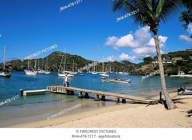 Jetty and boats, Galleon Bay, Antigua, Leeward Islands, West Indies, Caribbean, Central America