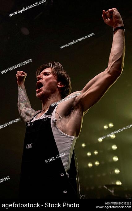 CAMBRIDGE, ENGLAND: McFly perform on stage at the Cambridge Corn Exchange Featuring: Dougie Poynter Where: Cambridge, United Kingdom When: 20 Nov 2023 Credit:...