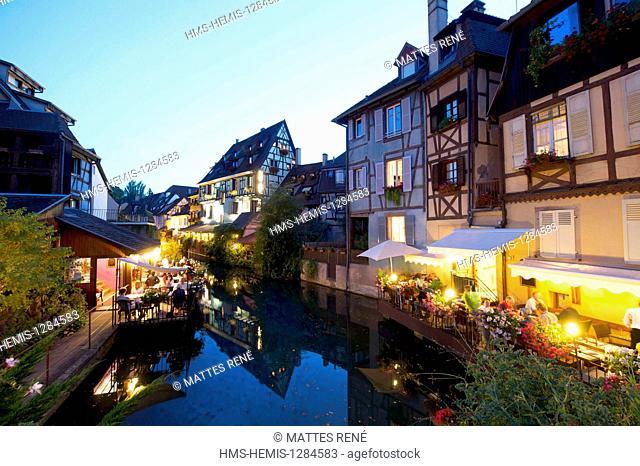 France, Haut Rhin, Alsace Wine Route, Colmar, La Petite Venise district, traditional half timbered houses