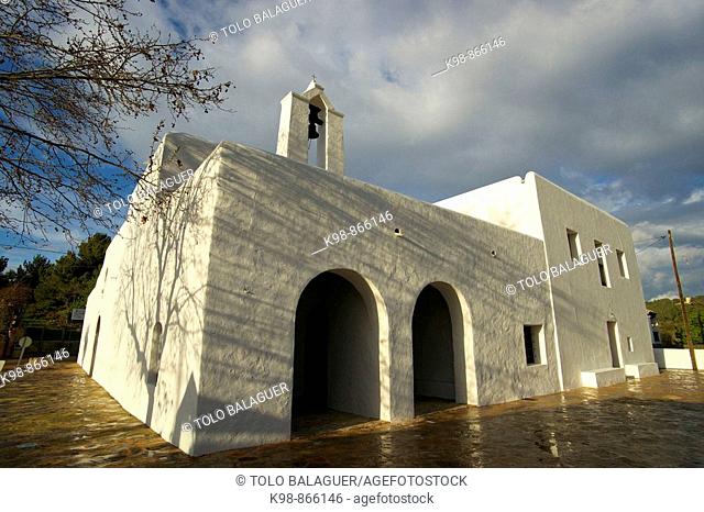 Church (19th century), Santa Agnes de Corona, Ibiza. Balearic Islands, Spain