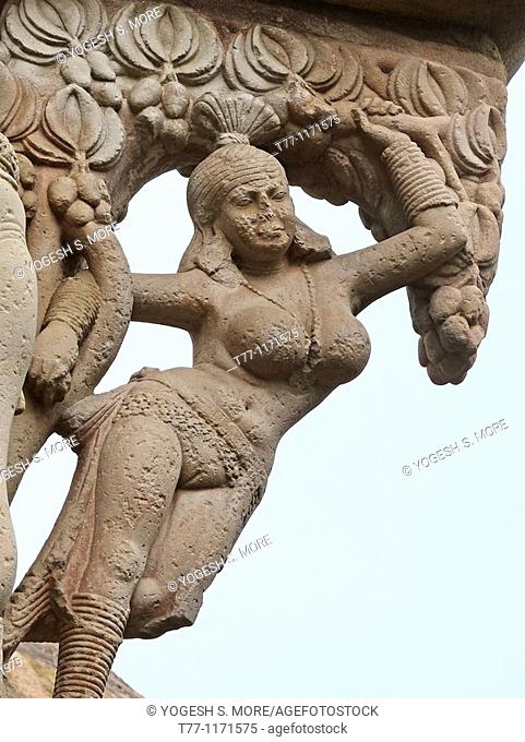 yakshi female means A nature spirit, usually considered auspicious, East gate, Sanchi, Madhya pradesh, India