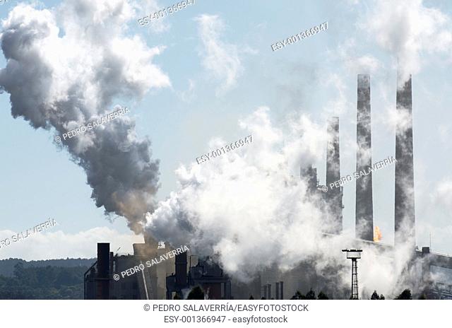 smoke in a factory dedicated to the manufacture of steel, Avilés, Asturias, Spain