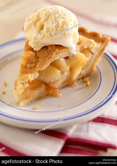A Slice of Apple Pie with Vanilla Ice Cream