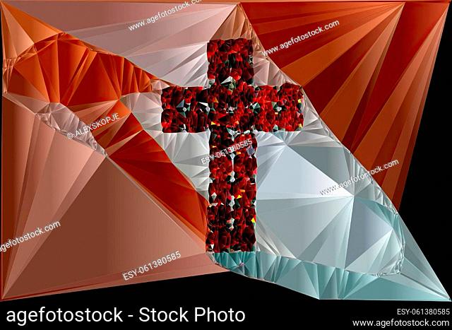 Artwork of abstract composition made with geometrical shapes of cross of Jesus
