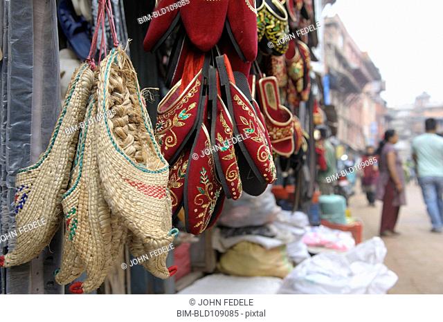 Woven shoes for sale at market