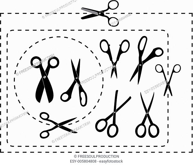 vector cutting scissors and coupon border lines