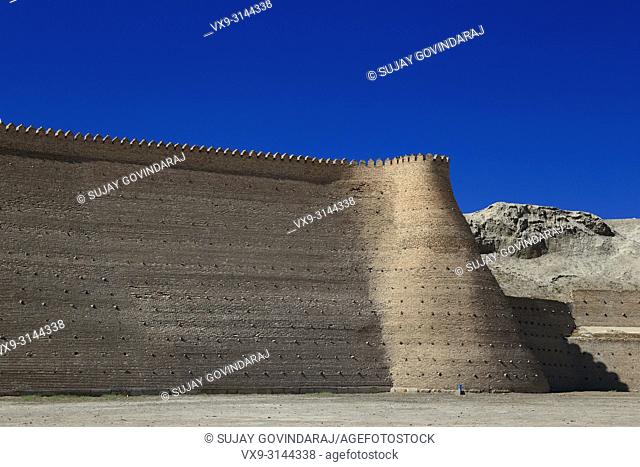 Walls of Great Ark Fortress of Bukhara, a renowned heritage site of Silk Road time in Uzbekistan