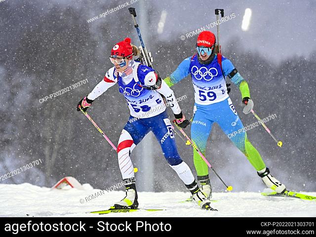 From left Tereza Vobornikova of the Czech Republic abd Polona Klemencic of Slovenia compete during the women's 10-kilometer biathlon sprint competition at the...