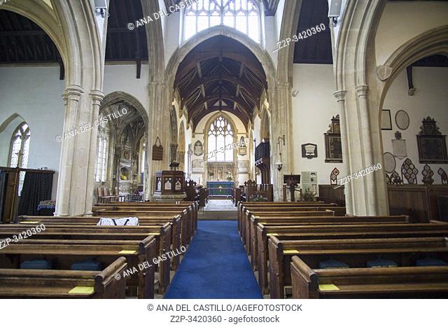 The historic village of Lacock in Wiltshire, UK on October 14, 2019: St Cyriacs church