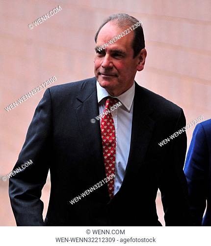 Sir Norman Bettison and Peter Metcalf are seen arriving for the first day of the Hillsborough trial, Preston Featuring: Sir Norman Bettison Where: Liverpool