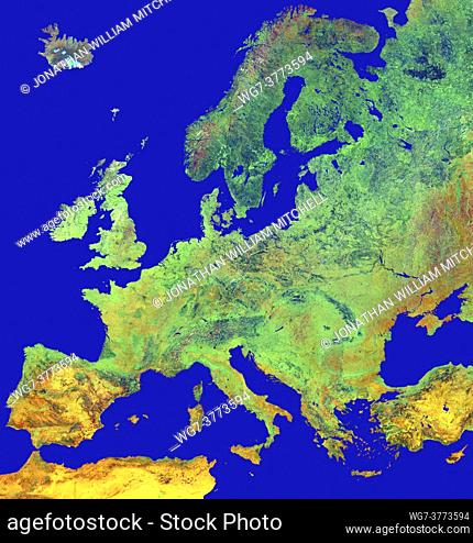 EUROPE -- Graphic of Europe created from satellite imagery --Picture © Lightroom Photos / ESA