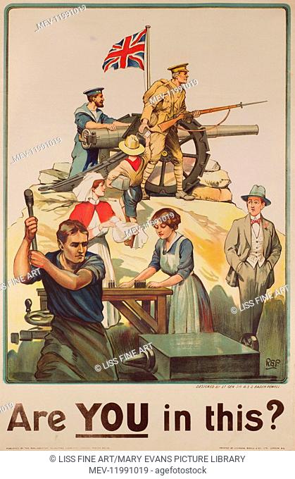 British recruitment poster, design by Robert Baden-Powell, Are You in this? First World War