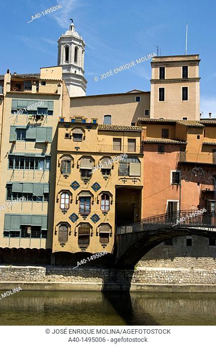 Girona city and the onyar river.Spain