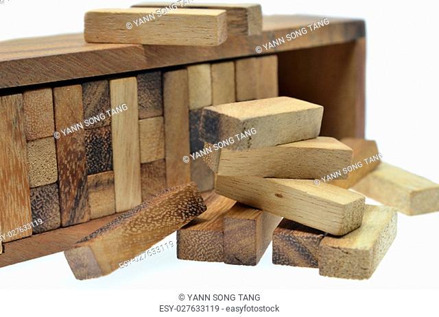 Business risk concept with wood jenga game