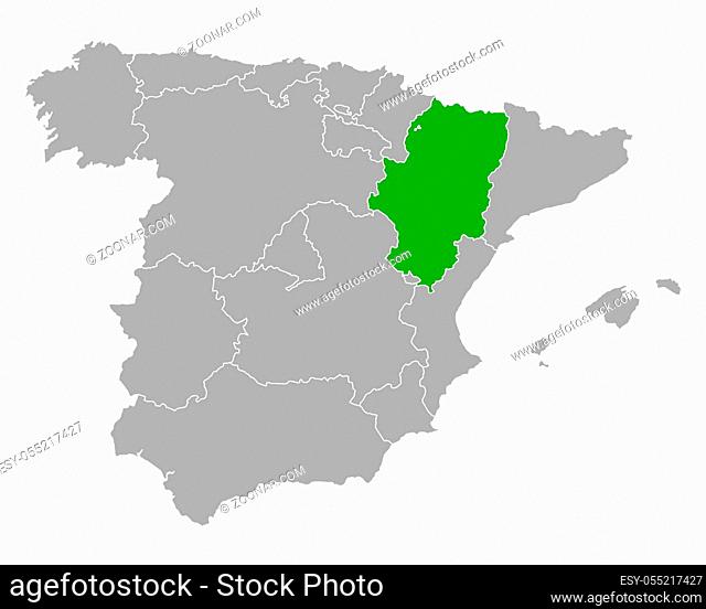 Karte von Aragonien in Spanien - Map of Aragon in Spain
