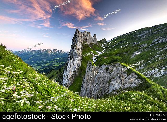 Saxer Lücke, evening mood, Alpstein, Appenzell, Switzerland, Europe